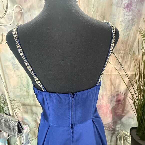 📌Speechless Navy Blue Embellished Rhinestone Straps Bridesmaid - Prom Dress - Picture 9 of 16